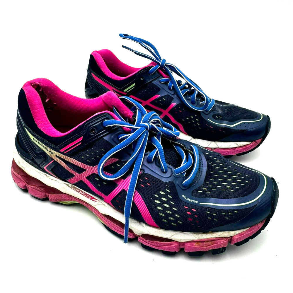 ASICS Women's 7.5 Gel Kayano 22‎ Running Shoes Blue Pink Athletic Low Sneakers